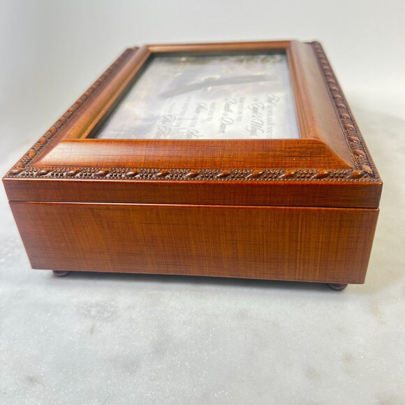 Sunkyo Wooden Musical Keepsake Box Plays On Eagles Wings Picture Frame Eagle - Picture 6 of 8